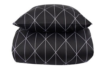 Påslakan dubbeltäcke - 200x200 cm - 100% mjuk bomullsatin - Graphic Harlekin black - By Night - Mönstrad sängset