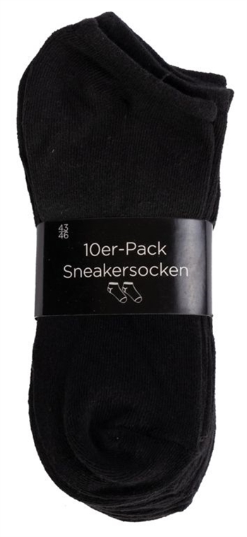 Footies - 10 par svarta ankelstrumpor - Strl 43-46 - Stiliga unisex strumpor