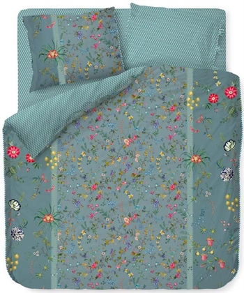 Blommiga sängkläder 200x220cm - Petites Fleurs - Blå sängkläder dubbeltäcke - 2 i 1 design - 100% bomull - Pip Studio