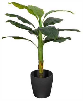 Konstgjord bananplanta - Höjd 100 cm - 1 stam med gröna blad - Konstgjord golvväxt