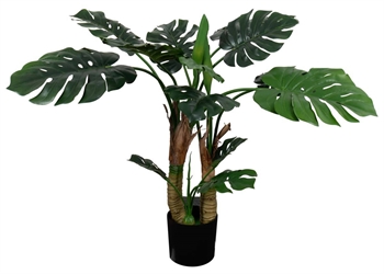 Konstgjord Fingerphilodendron Monstera - Höjd 100 cm - Stora gröna blad