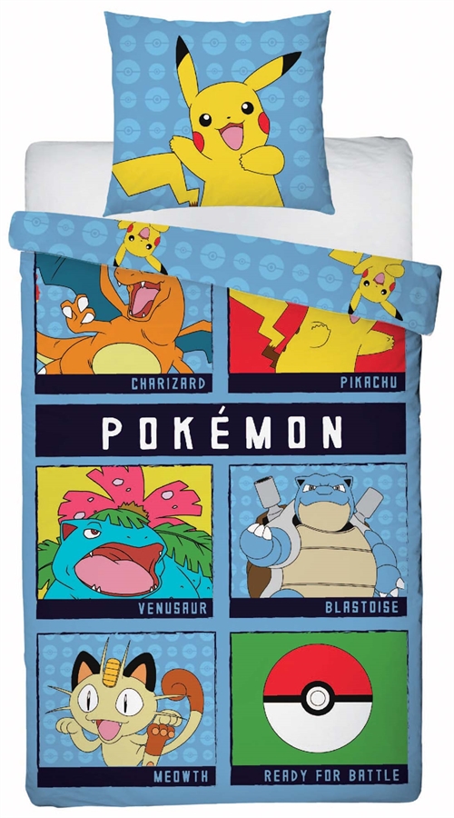 Pokémon sängkläder - 140x200 cm - Pikachu 2-i-1 sängset - Täcke i 100% bomull