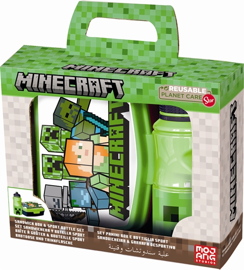 Minecraft matlåda och vattenflaska - set i 2 delar för barn