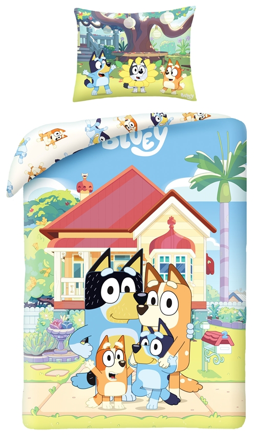 Bluey sängkläder - 100 % mjuk bomull - 140x200 cm - Påslakan med 2 i 1 design - 100 % bomull sängkläder set