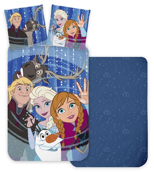 Frost 2 sängkläder för barn 100x140 cm - Anna och Elsa - 100 % bomullsbäddset Frozen