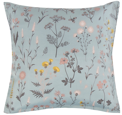 Kuddfodral 60x63 cm - Grönt blommigt huvdkuddfodral i polycotton - Borg Living