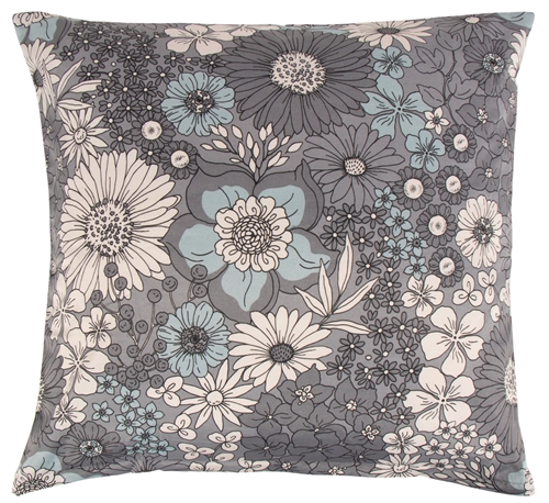 Kuddfodral 60x63 cm - Svarta blommiga kuddfodral i polycotton - Borg Living