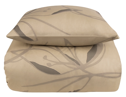 Sängkläder 140x220 cm - 100% bomullssatin - Iris beige blommiga sängkläder - Extra mjukt bäddset från By Borg