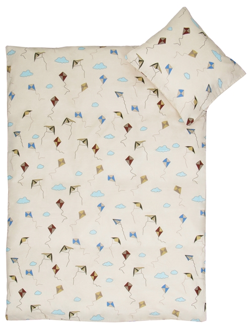 Juniorsängkläder 115x135 cm - Beige med drakflygning - 100% bomulls bäddset