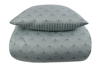 Påslakanset 150x210 cm - Vändbart design i 100% Bomullssatin - Fan green - Sängset från By Night