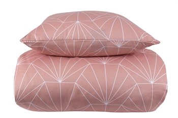 Påslakanset 140x220 cm - Vändbart design i 100% Bomullssatin - Hexagon peach - Sängset från By Night