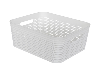 Förvaringskorg - Vit plastkorg - 34x28x14 cm - Praktisk korg för förvaring