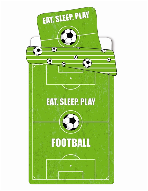 Sängkläder med fotbollsmotiv - 140x200 cm - Fotbollsplan - Påslakan med 2 design - 100 % bomullssängset