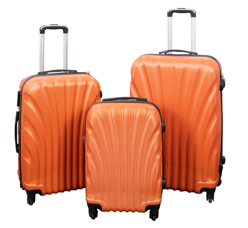 Resväskset - 3 st. - Praktisk hardcase lättvikt resväska - Mussla orange