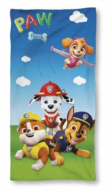 Paw Patrol handduk - 70x140 cm - 100% bomull - Mjuk badhandduk med Rubble, Skye, Chase och Marshall