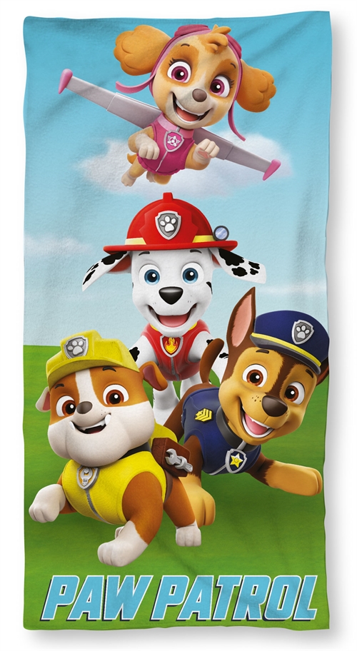 Paw Patrol handduk - 70x140 cm - 100% bomull - Mjuk badhandduk med Rubble, Skye, Chase och Marshall