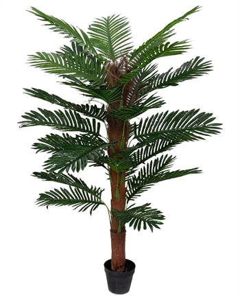 Tropisk palm - 140 cm hög - Konstgjord palm med mosspinne i svart kruka