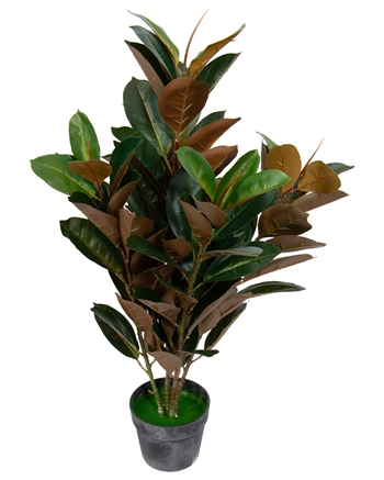 Konstgjord växt - 90 cm hög - Ficus Elastica - konstgjord växt med rödaktiga blad