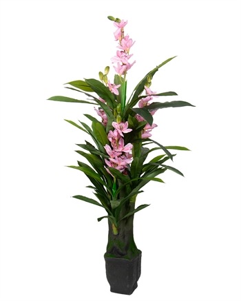 Konstgjord orkidé 165 cm - 3 rosa blommor - Cymbidium orkidé