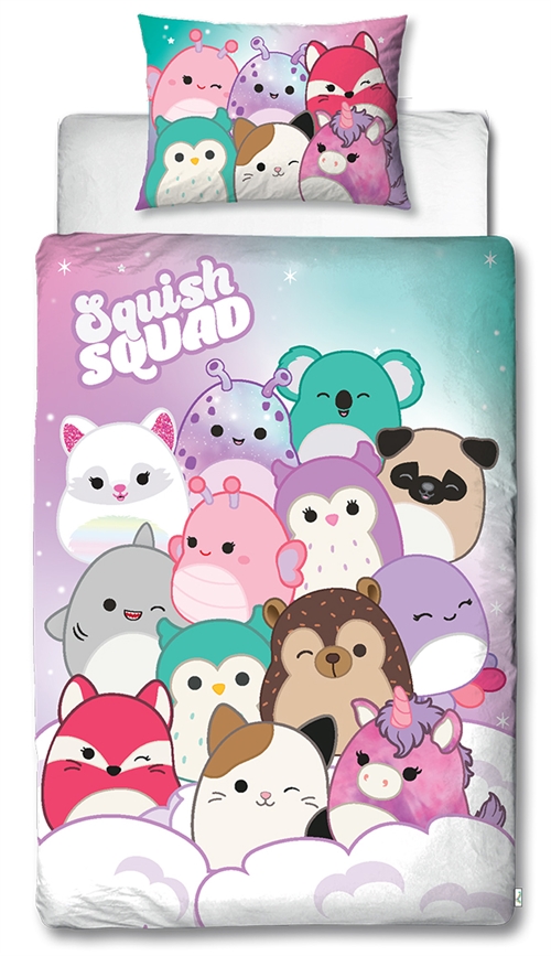 Squishmallows sängkläder - 150x210 cm - Squishmallows 2 i 1 sängkläder - 100 % bomull