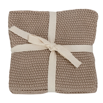 3 st stickade disktrasor i beige - 27x27 cm - 100 % bomull - Nordstrand Home