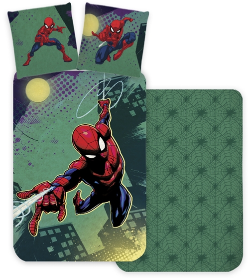 Spiderman sängkläder 140x200 cm - Flygande - Vändbar design - 100% bomull